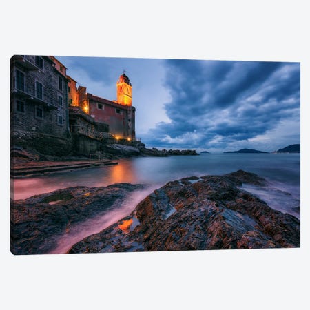 Blue Hour In Telaro - Italy Canvas Print #DGG426} by Daniel Gastager Canvas Art Print