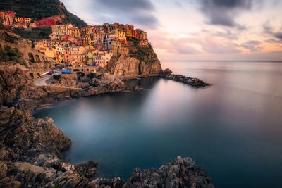 Golden Sunset In Manarola - Cinque Terre by Daniel Gastager acrylic art print