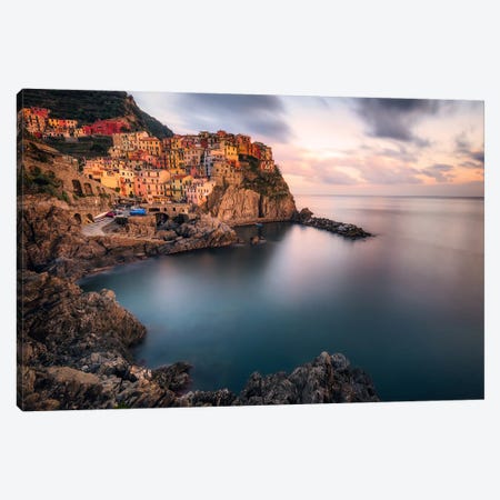 Golden Sunset In Manarola - Cinque Terre Canvas Print #DGG430} by Daniel Gastager Canvas Print