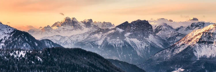 Winter Sunrise Mountain Panorama In The Dolomites