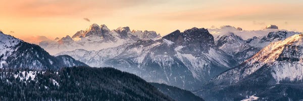 Daniel Gastager: Winter Sunrise Mountain Panorama In The Dolomites by Daniel Gastager