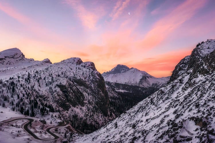 Colorful Winter Sunrise In The Dolomites