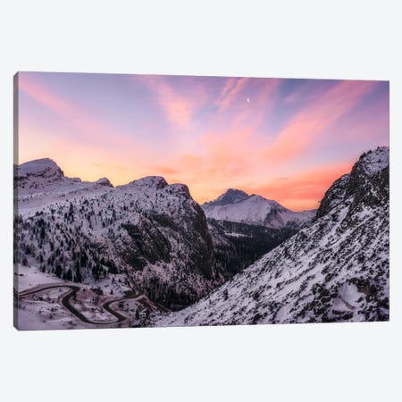 Colorful Winter Sunrise In The Dolomites Canvas Print #DGG432} by Daniel Gastager Art Print