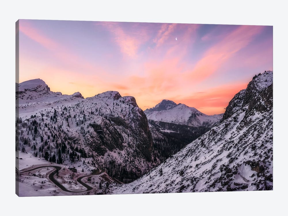 Colorful Winter Sunrise In The Dolomites by Daniel Gastager 1-piece Canvas Art