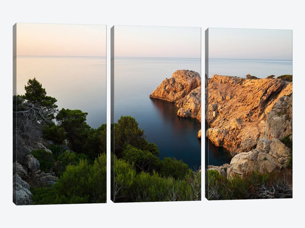 Golden Morning Light At The Mediterranean Coast Of Spain by Daniel Gastager 3-piece Canvas Print