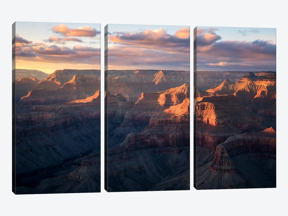 Golden Hour At Grand Canyon National Park by Daniel Gastager 3-piece Canvas Art Print