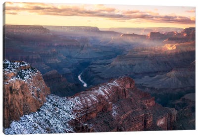 Last Light Hitting The Walls Of The Grand Canyon Canvas Art Print - Grand Canyon National Park Art