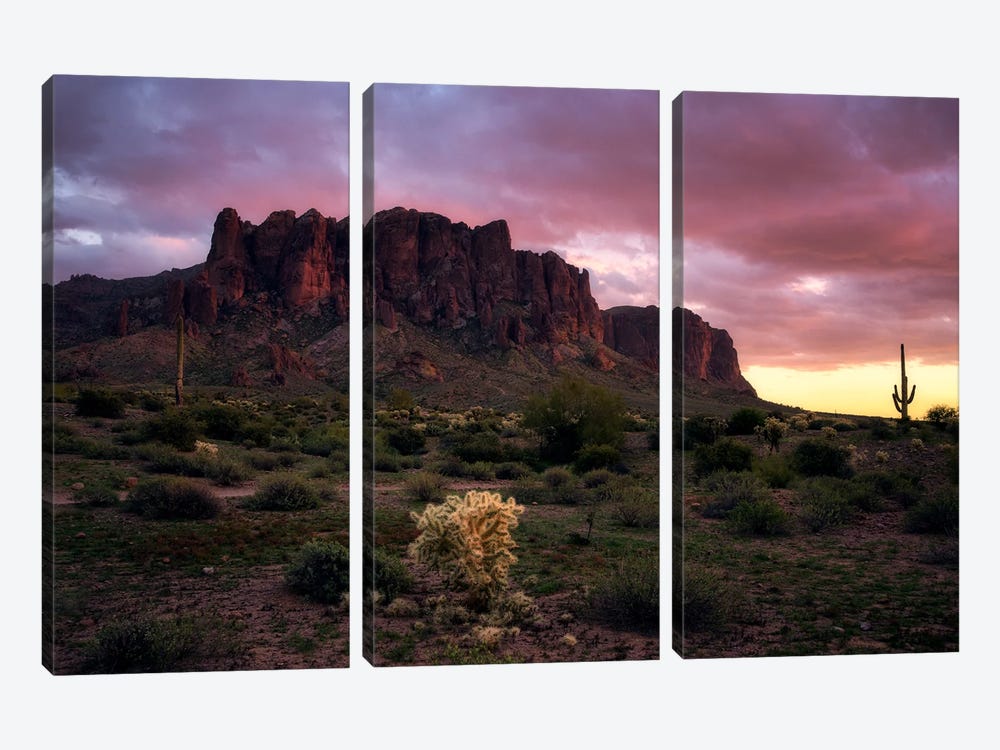Red Sunset In The Desert - Arizona by Daniel Gastager 3-piece Canvas Art