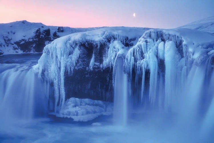 Frozen Godafoss In Northern Iceland