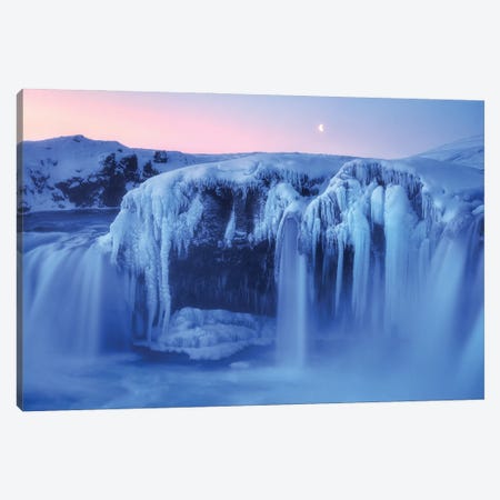 Frozen Godafoss In Northern Iceland Canvas Print #DGG45} by Daniel Gastager Canvas Artwork