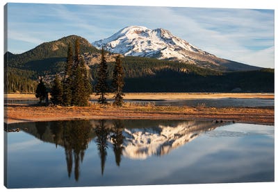 Calm Morning Reflection At Spirit Lake In Oregon Canvas Art Print - Daniel Gastager