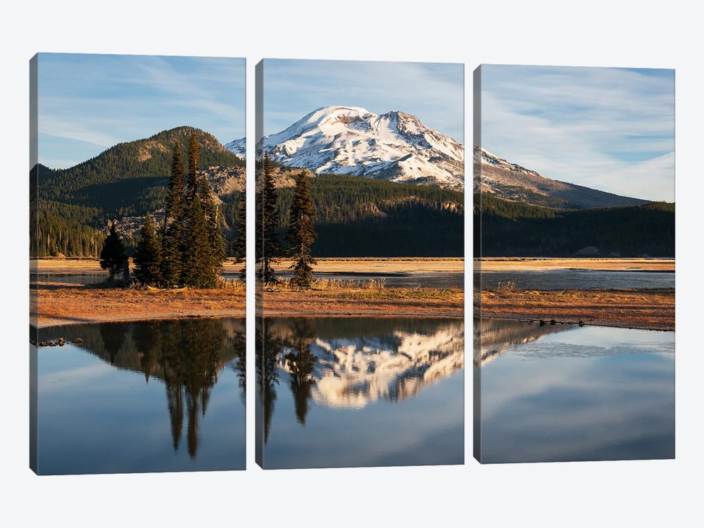 Calm Morning Reflection At Spirit Lake In Oregon by Daniel Gastager 3-piece Canvas Wall Art