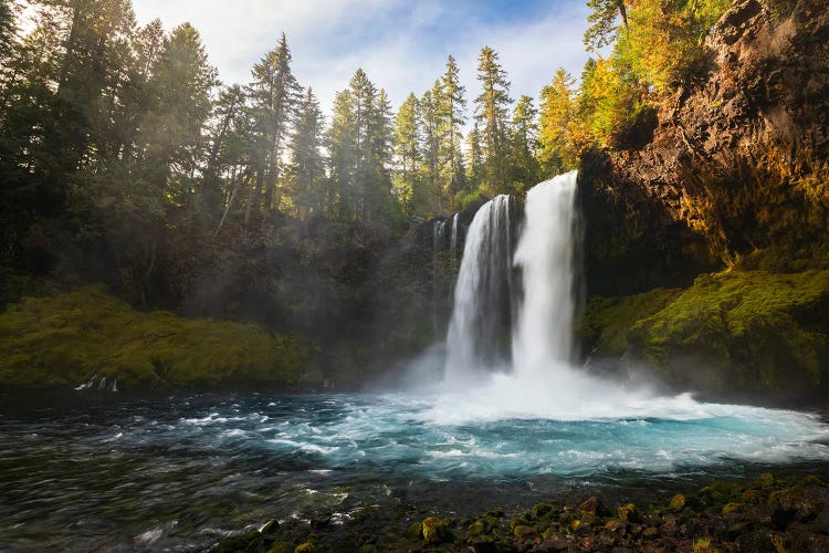 A Fall Evening At Koosah Falls In Oregon