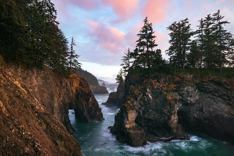 Pink Sunset Clouds At The Oregon Coast