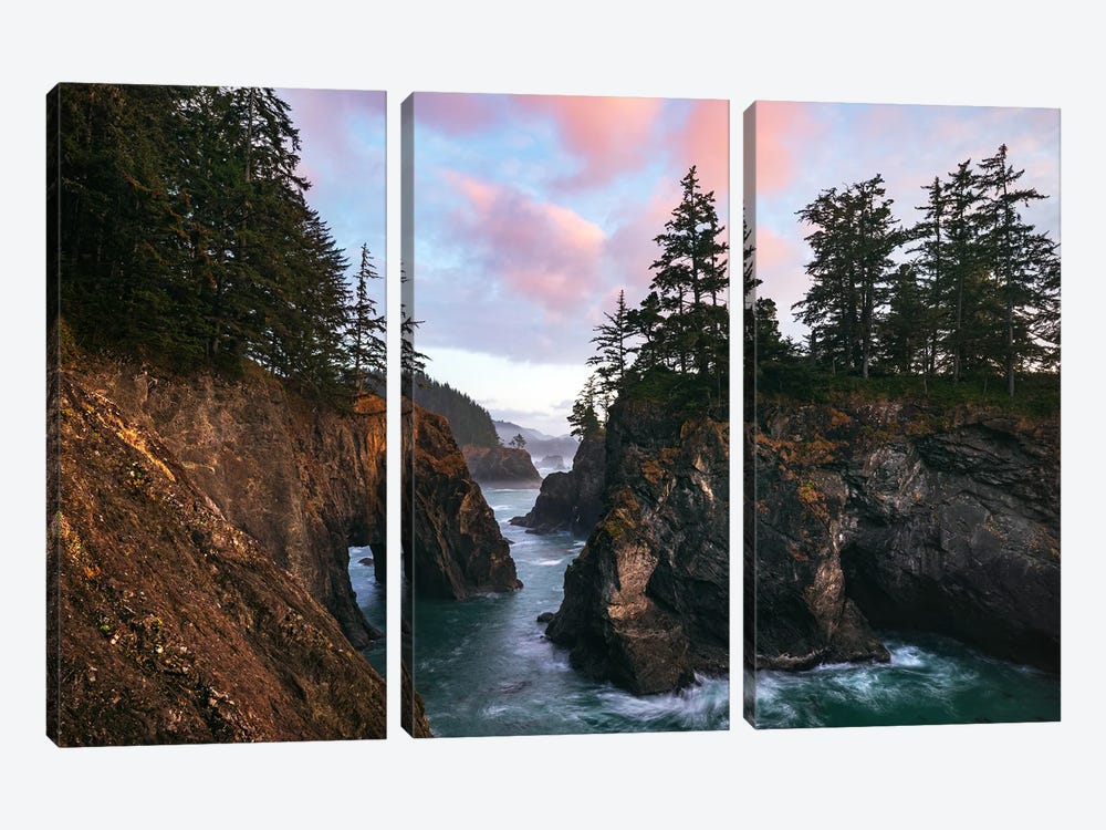 Pink Sunset Clouds At The Oregon Coast by Daniel Gastager 3-piece Canvas Print