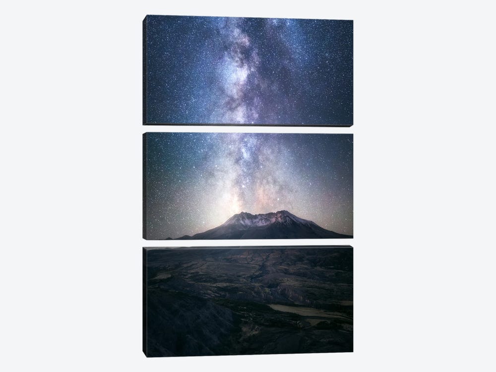 The Milky Way Above Mount St. Helens by Daniel Gastager 3-piece Canvas Artwork