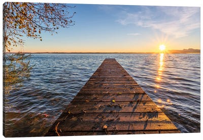 Golden Morning At Lake Chiemsee In Bavaria Canvas Art Print - Daniel Gastager