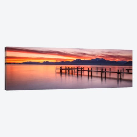 Red Sunrise Panorama At Lake Chiemsee In Bavaria Canvas Print #DGG478} by Daniel Gastager Art Print