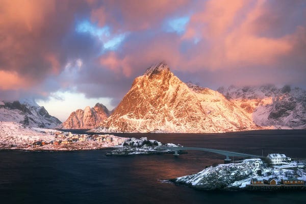 Daniel Gastager: Glowing Winter Sunrise On The Lofoten Islands - Norway by Daniel Gastager