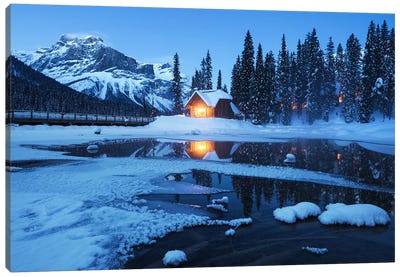A Cold Winter Evening At Emerald Lake - Canadian Rockies Canvas Art Print - Daniel Gastager