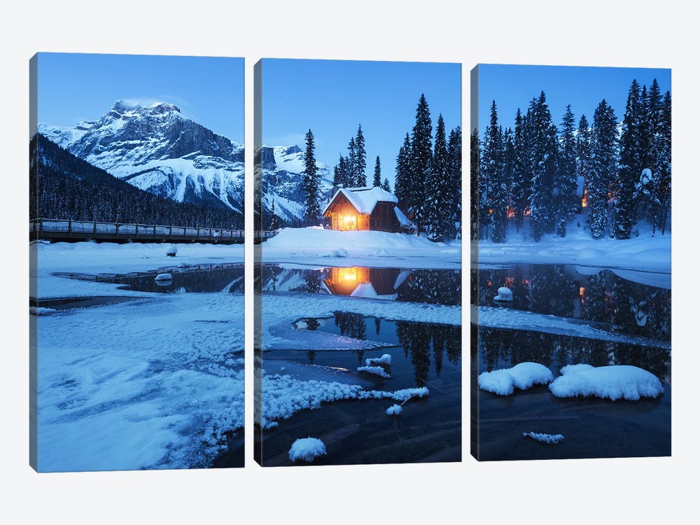 A Cold Winter Evening At Emerald Lake - Canadian Rockies by Daniel Gastager 3-piece Canvas Art