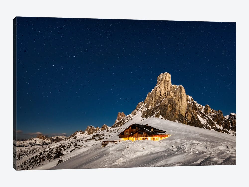 A Full Moon Winter Night In The Dolomites by Daniel Gastager 1-piece Canvas Artwork