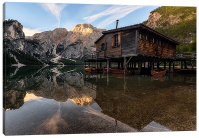 A Calm Morning At Lago Di Braies - Dolomites Canvas Art Print - Daniel Gastager