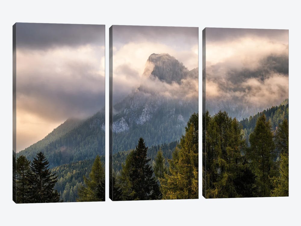 Misty Mountain View In The Dolomites by Daniel Gastager 3-piece Canvas Artwork