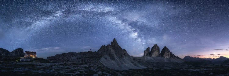 Milky Way Panorama At Tre Cime Di Lavaredo - Dolomites