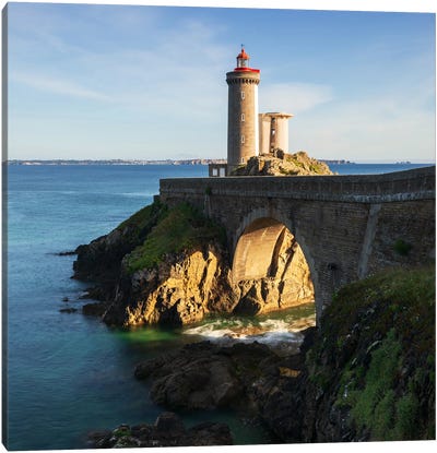 A Golden Evening At The Coast Of Brittany Canvas Art Print - Lighthouse Art