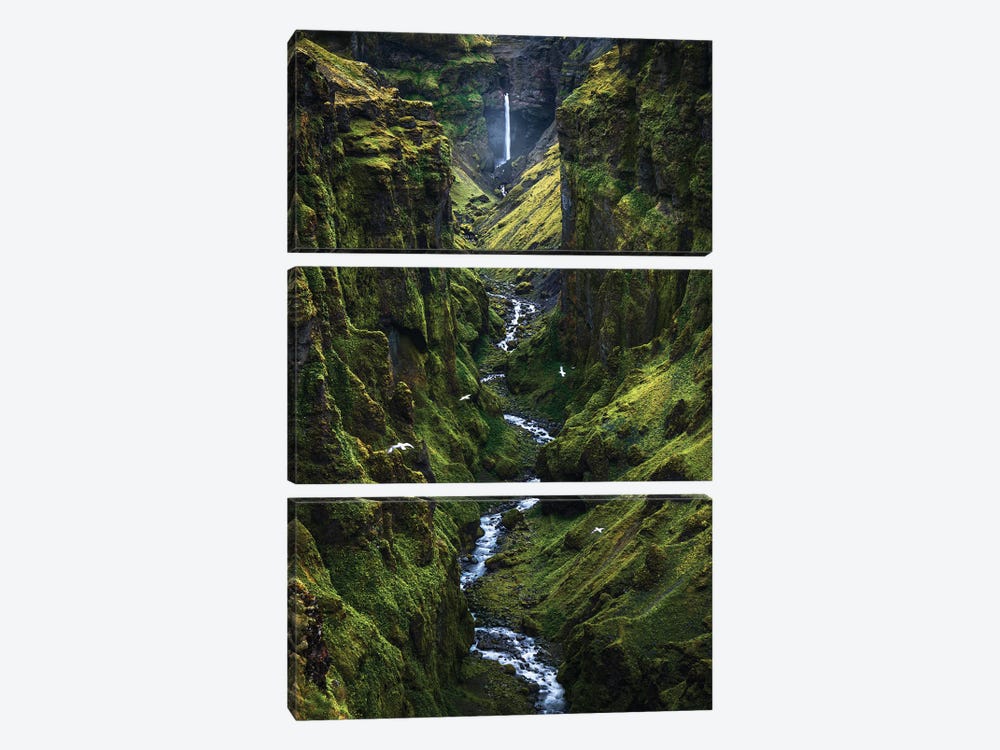 A Dramatic Green Canyon In Iceland by Daniel Gastager 3-piece Canvas Wall Art