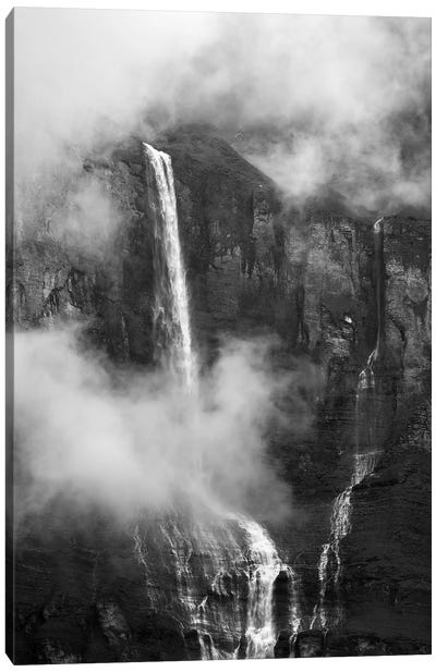 A Dramatic Waterfall View In The French Alps Canvas Art Print - Daniel Gastager