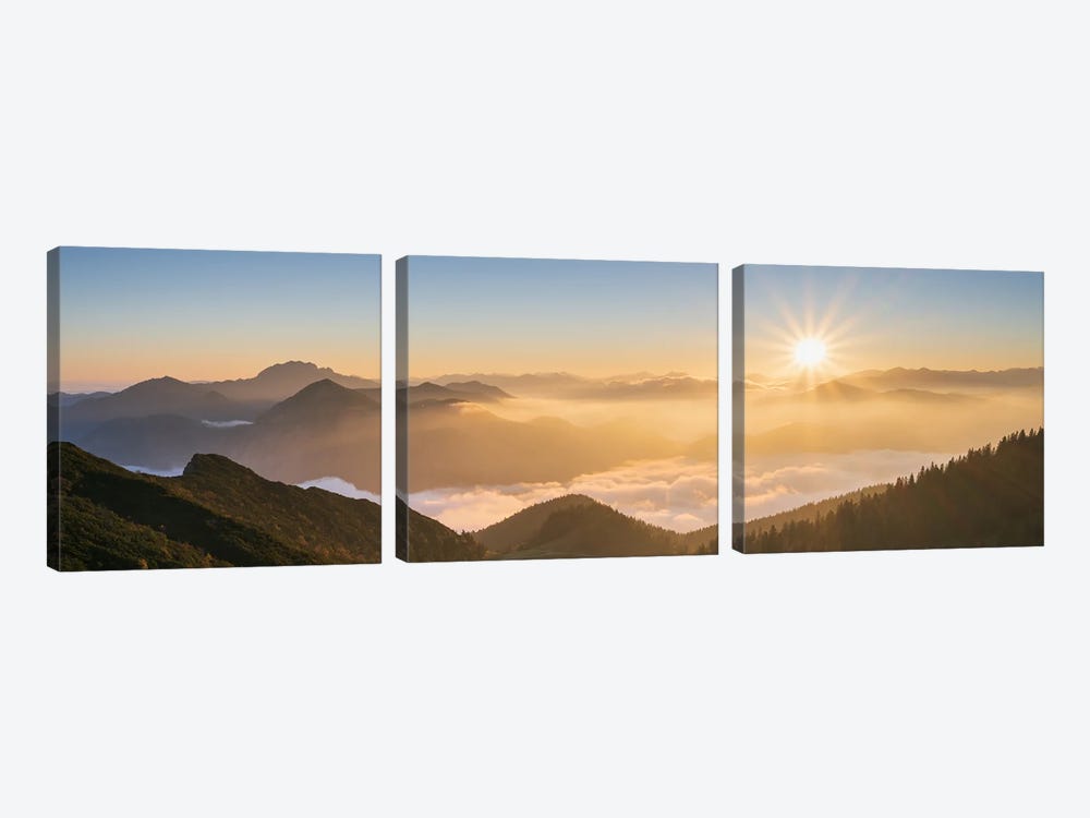 A Golden Fall Morning In The German Alps by Daniel Gastager 3-piece Canvas Print