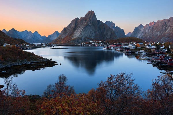 Norway: A Calm Fall Evening At Reine On The Lofoten Islands by Daniel Gastager
