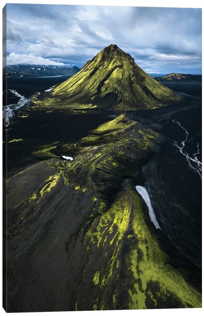 A Green Pyramid In The Icelandic Highlands Canvas Art Print - Iceland Art