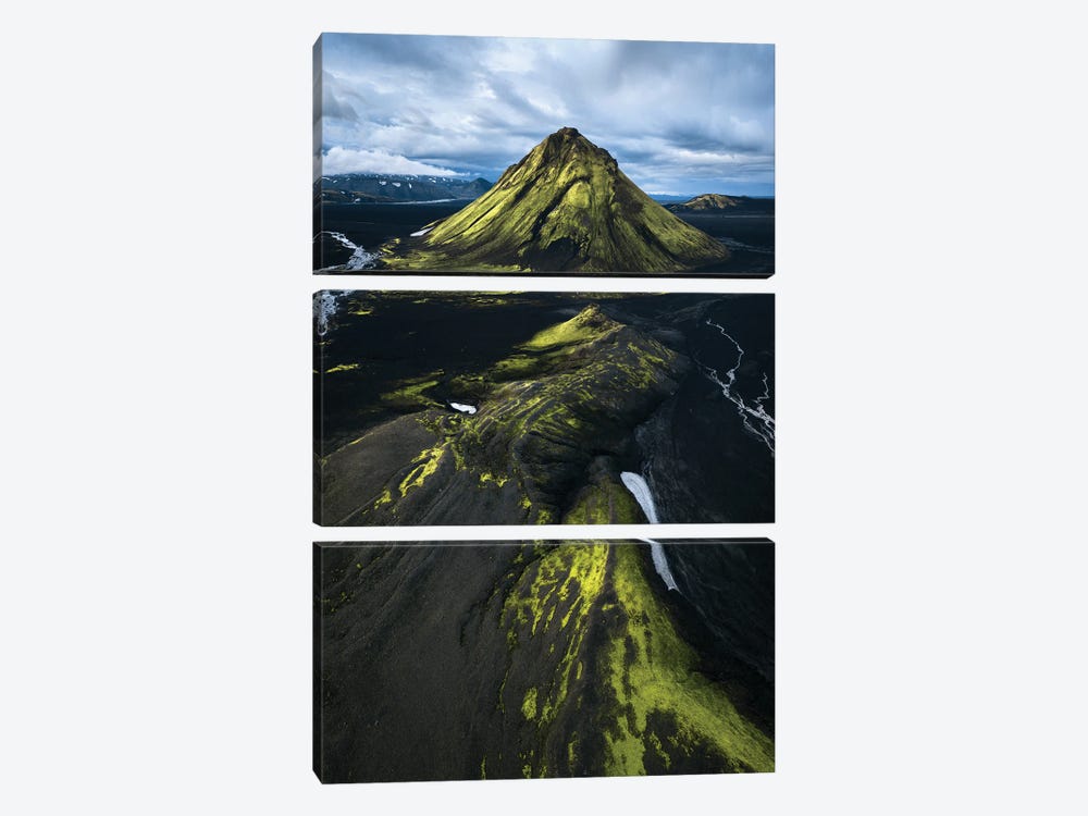 A Green Pyramid In The Icelandic Highlands by Daniel Gastager 3-piece Canvas Print