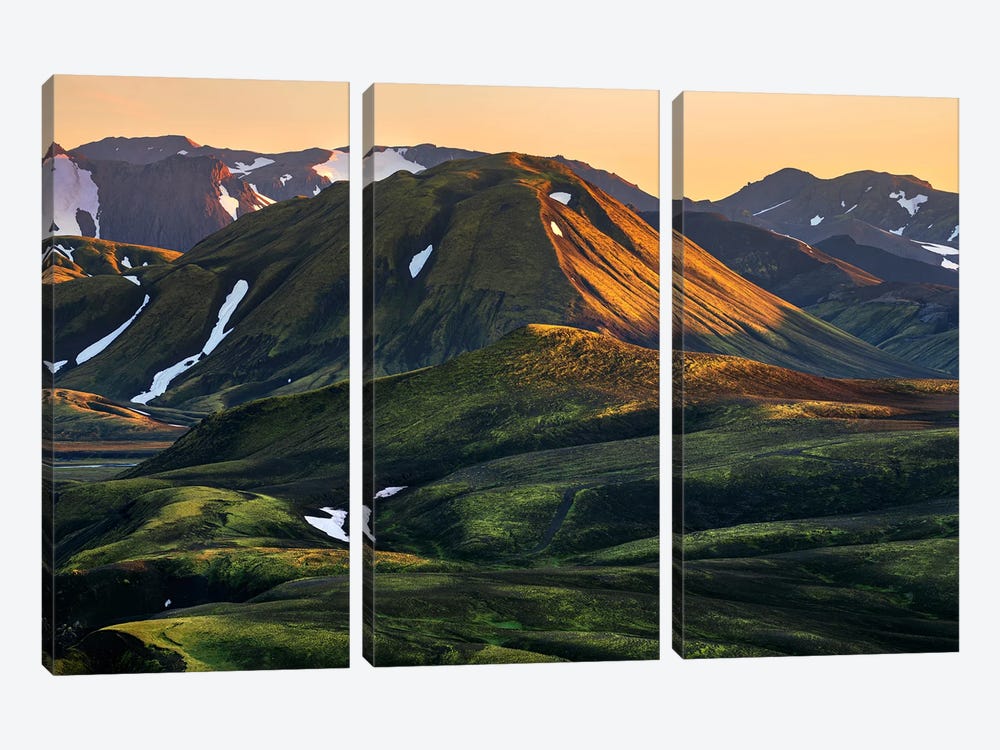 Soft Sunset Colors In The Icelandic Highlands by Daniel Gastager 3-piece Canvas Art