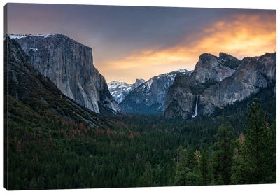 A Dramatic Sunrise At Tunnel View - Yosemite National Park Canvas Art Print - Yosemite National Park Art