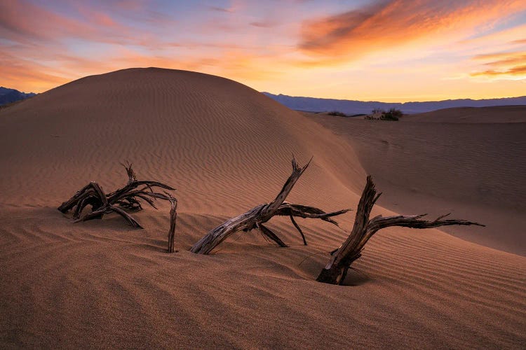 Red Sunset In The Dunes Of Death Valley - California