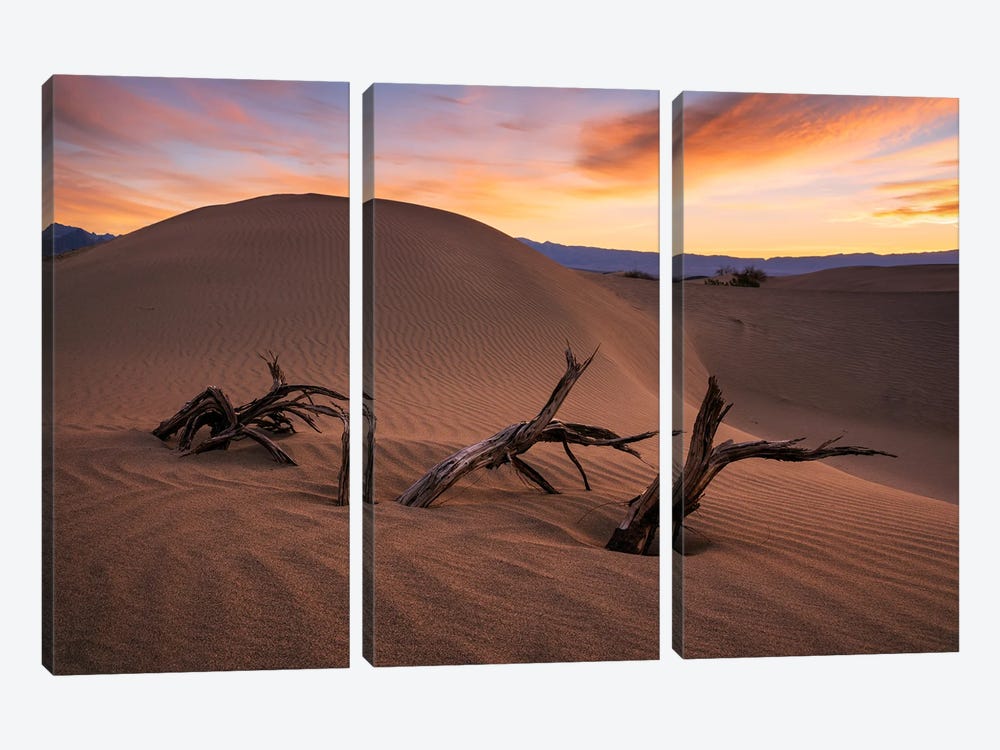Red Sunset In The Dunes Of Death Valley - California by Daniel Gastager 3-piece Canvas Artwork
