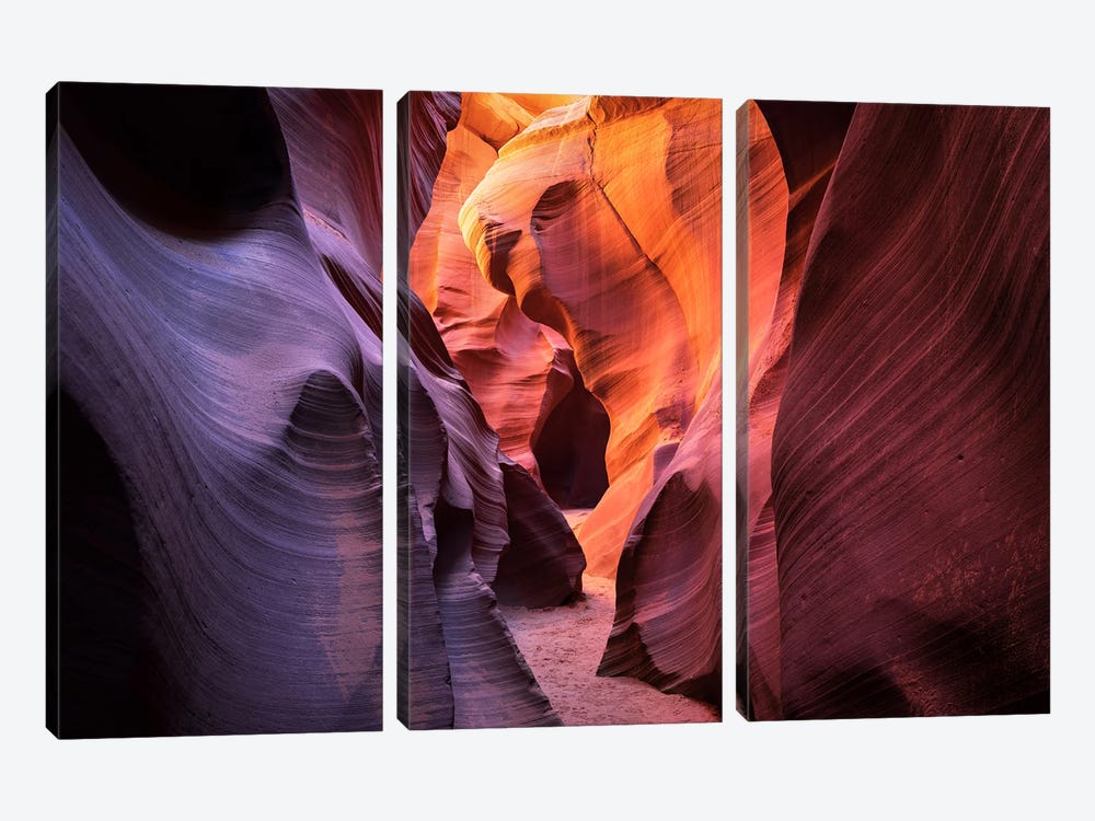 Colorful Path Thrugh Antelope Canyon - Arizona by Daniel Gastager 3-piece Canvas Print