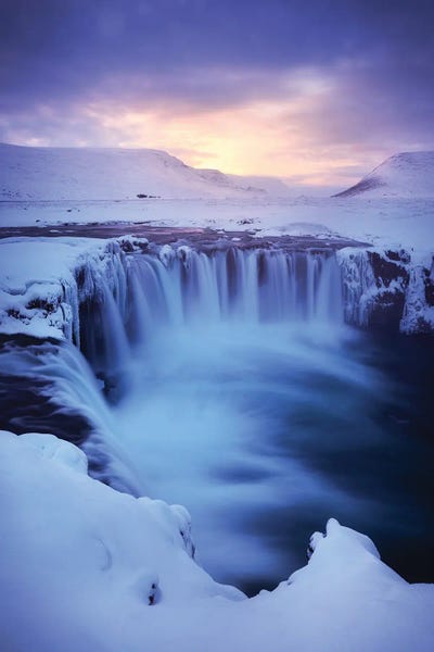 A Winter Sunset At Godafoss by Daniel Gastager framed wall art