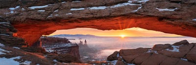 Winter Sunrise Panorama - Mesa Arch by Daniel Gastager framed canvas print