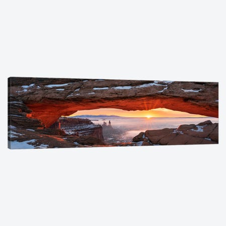 Winter Sunrise Panorama - Mesa Arch Canvas Print #DGG562} by Daniel Gastager Canvas Print