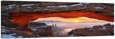 Winter Sunrise Panorama - Mesa Arch Canvas Art Print - Utah Art