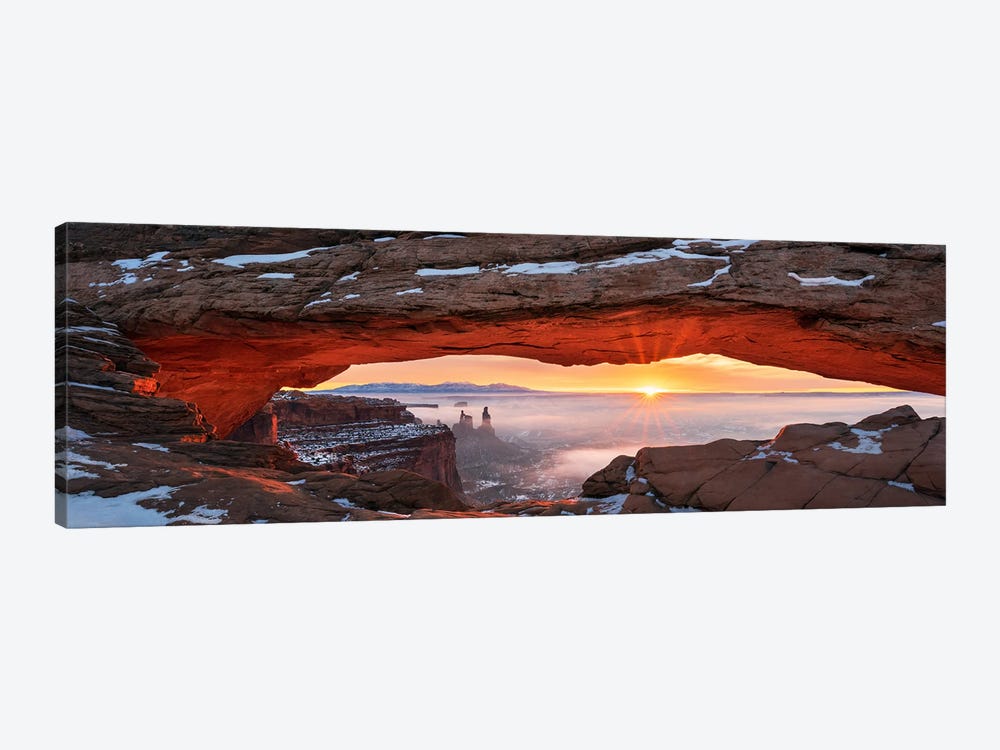 Winter Sunrise Panorama - Mesa Arch by Daniel Gastager 1-piece Canvas Wall Art