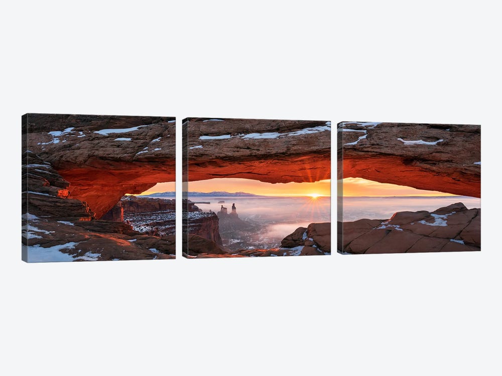 Winter Sunrise Panorama - Mesa Arch by Daniel Gastager 3-piece Canvas Art