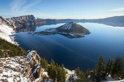 A Sunny Winter Morning At Crater Lake National Park - Oregon by Daniel Gastager framed canvas print