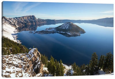 A Sunny Winter Morning At Crater Lake National Park - Oregon Canvas Art Print - Crater Lake National Park Art