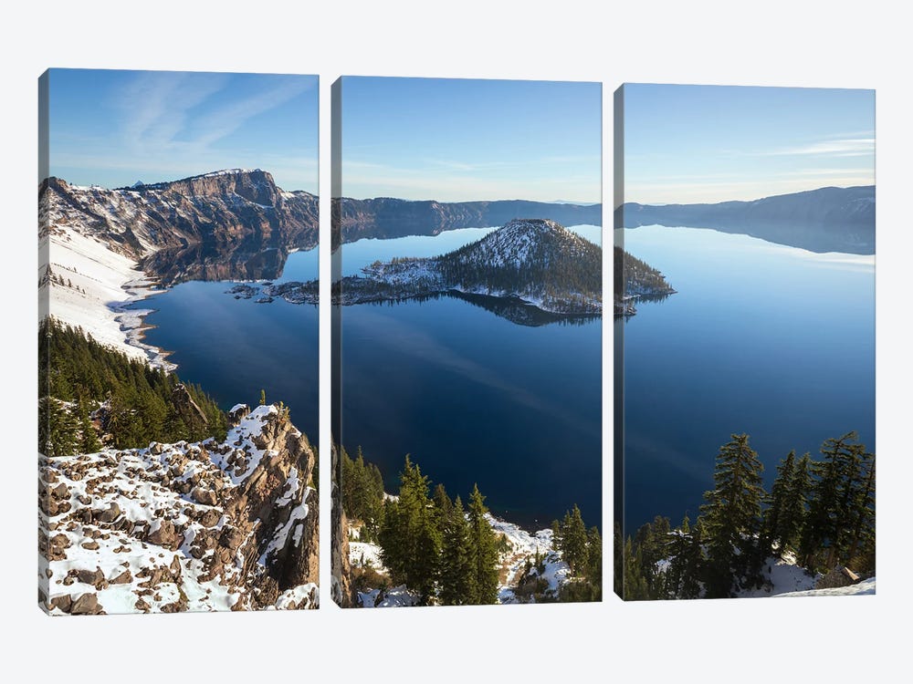 A Sunny Winter Morning At Crater Lake National Park - Oregon by Daniel Gastager 3-piece Canvas Artwork